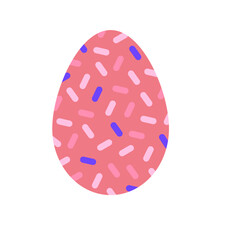 Œuf de pâques rose avec des confettis roses et violets