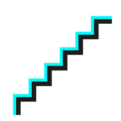 forme en escaliers bleue et noire style memphis