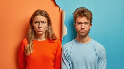Fototapeta premium Conflict, divorce or quarrel between a man and a woman.