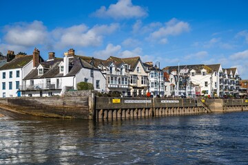 Fototapeta na wymiar View of Dartmouth from Kingswear over River Dart, Devon, England, Europe 