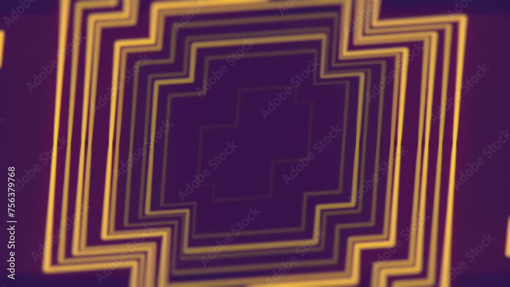 Fototapete Loop animation with a geometric pattern of moving light lines. 3d rendering 4K