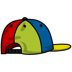 Colorful Hat Snapback Cap Backward Illustration Vector