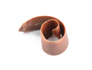 One delicious chocolate shaving isolated on white