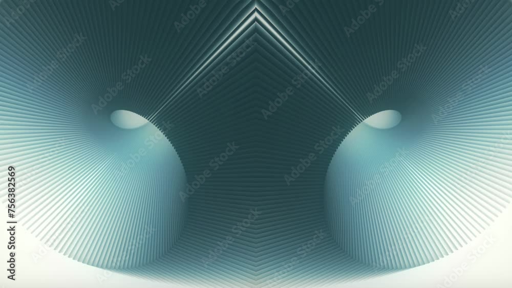 Poster Symmetrical geometric background with seamless loop animation. 3d rendering 4K
