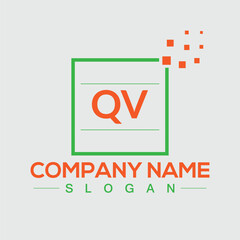 QV initial letters unique logo design vector template for branding