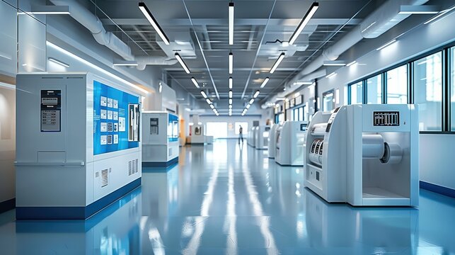 Printing machine exhibition hall. Generative AI. - Powered by Adobe