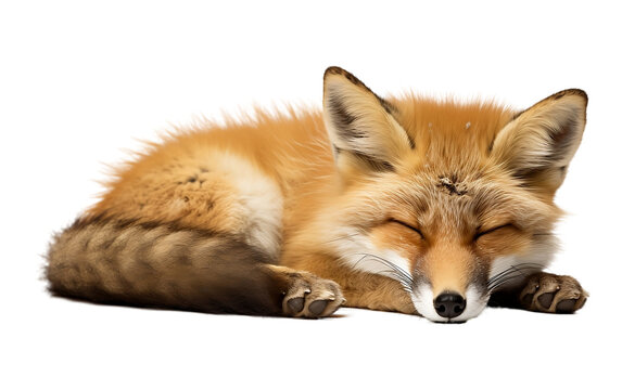 Serene image of a mournful fox with closed eyes.
