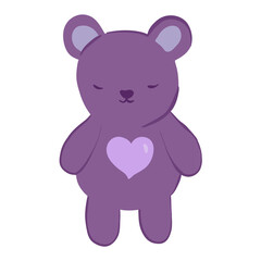 teddy bear with heart purple