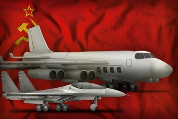 Soviet Union (SSSR, USSR) air forces concept on the state flag background. 3d Illustration