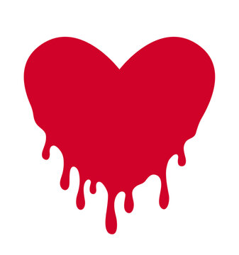 Red heart bleeding. Symbol of love. Valentine's Day.