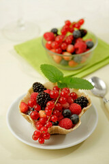 Filo pastries tart with berries.