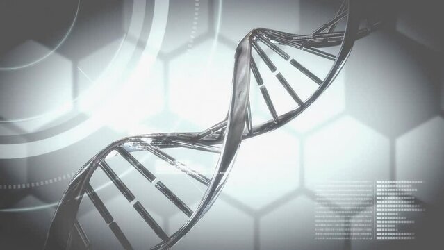 Animation of dna strand over scope scanning and data processing