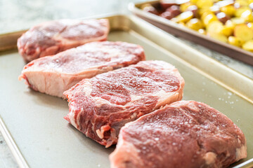 Seasoned Rib Eye Steak Ready for Grilling