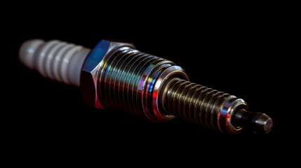 The skilled mechanic carefully inspected the car's engine during maintenance, replacing the old spark plug with a shiny new metal coil to ensure flawless performance.