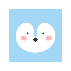Simple wolf portrait. Cute animal head portrait, kawaii wolf face flat illustration