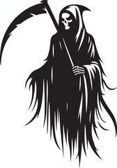 Silhouette of a grim reaper isolated on white background