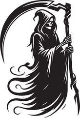 Silhouette of a grim reaper isolated on white background