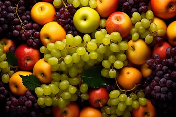 Naklejka na ściany i meble A variety of fruits including apples and grapes
