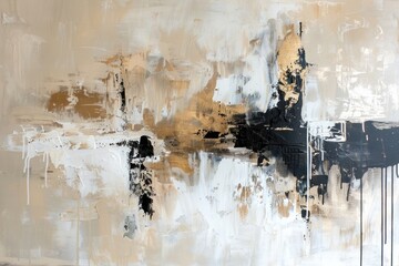 abstract beige and gold with black accents,  background with pain, tElegance and artistic expression are at the forefront of this abstract painting, ideal for a refined gallery or chic living space..