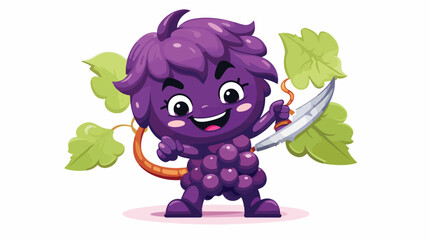 A grinning grape pretending to be a grape ninja 