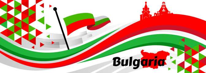 Waving bulgarian flag banner. good template for Bulgaria Independence Day or Liberation Day design.

