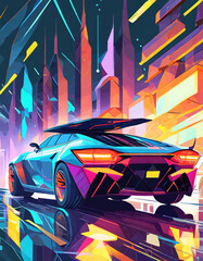 미래 도시를 달리는 자동차