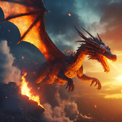 불을 뿝으며 날아다니는 용