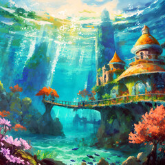 아름다운 바다 해저 도시