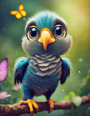 눈이 큰 귀여운 앵무새