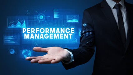 Hand of Businessman holding motivational message