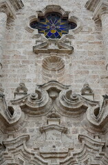 Detail of the decoration on the facade of the Catedral de San Cristobal Cathedral built in AD...