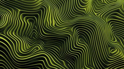 Green Abstract Realistic 3d Topography Relief Textured with Wavy Layers