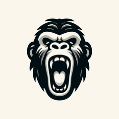 Roaring Gorilla Head Vector Logo Design