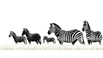 Fototapeta na wymiar A group of zebras grazing peacefully on the grassy