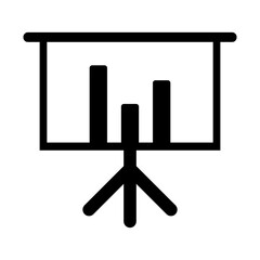 Business Growing Chart Presentation. Board icon vector, solid illustration, pictogram isolated on white. Flip chart with growing graph, diagram, Report screen.
