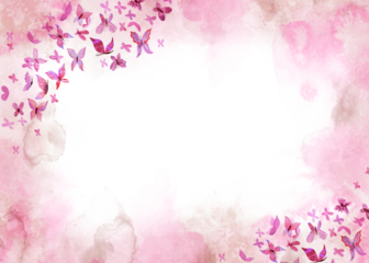 Pink background with butterflies. PNG transparent frame