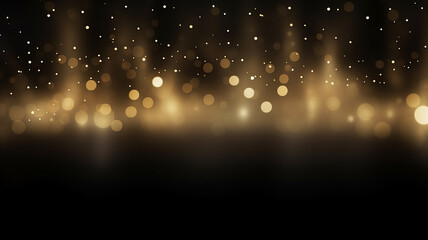 the black background is festive, the horizon line is bokeh, the glare from blurred golden sparks along the narrow horizon