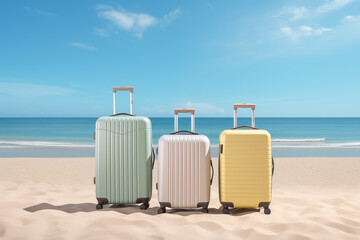 modern different suitcases for a sunny day