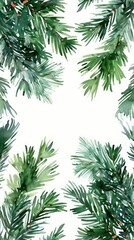 A watercolor vector Christmas banner adorned with lush fir branches, providing a festive and welcoming space for text, encapsulating the spirit and beauty of the holiday season.