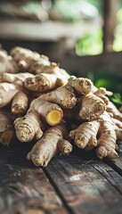 Organic ginger  nutritious culinary herb for healthy cooking with spicy fresh flavor