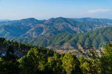 Naklejka na ściany i meble View of the green mountains at Uttarakhand India