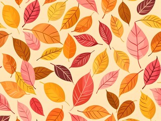 Autumn Leaves Seamless Pattern in Warm Hues, To add a touch of autumn warmth and elegance to your designs