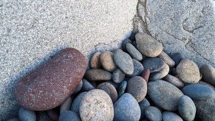 The Melted Rocks of Swamis Beach. Erosion control boulders put down along the shore 50 years ago...