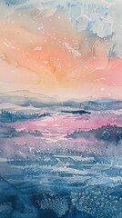 An abstract watercolor painting depicting a landscape through layered techniques, creating a depth-filled visual experience.