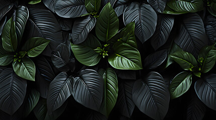 leaves on black background