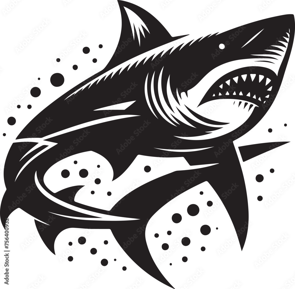 Poster shark line art vector illustration black silhouette - Posters