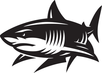 Obraz premium Shark line art Vector Illustration Black silhouette