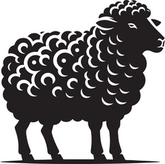 Sheep line art Vector Illustration Black silhouette