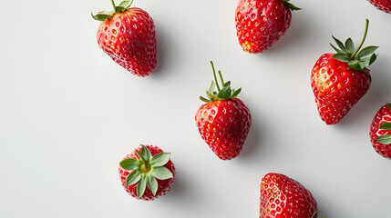 Bunch of strawberries on white background top view,Berries of strawberries of different shapes and sizes lying on a white background,Strawberry. Ripe berries. Fruit background


 - Powered by Adobe