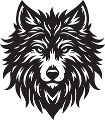 Wolf face line art Vector Illustration Black silhouette